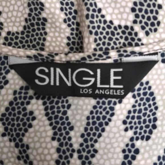 Single Los Angeles Tan & Black Abstract Animal Print Hi Low Blouse Sz Medium - Picture 3 of 8